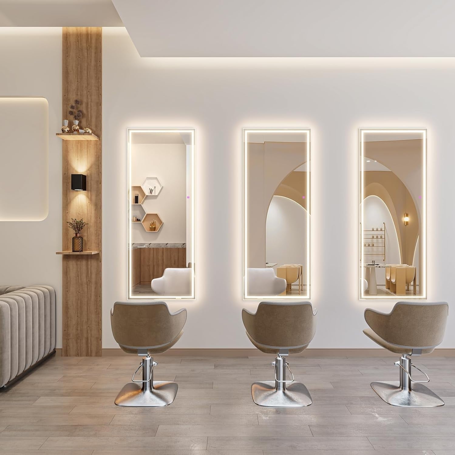 LED Full Length Mirror 140x50cm Wall Mounted with Lights & Dimming Touch
