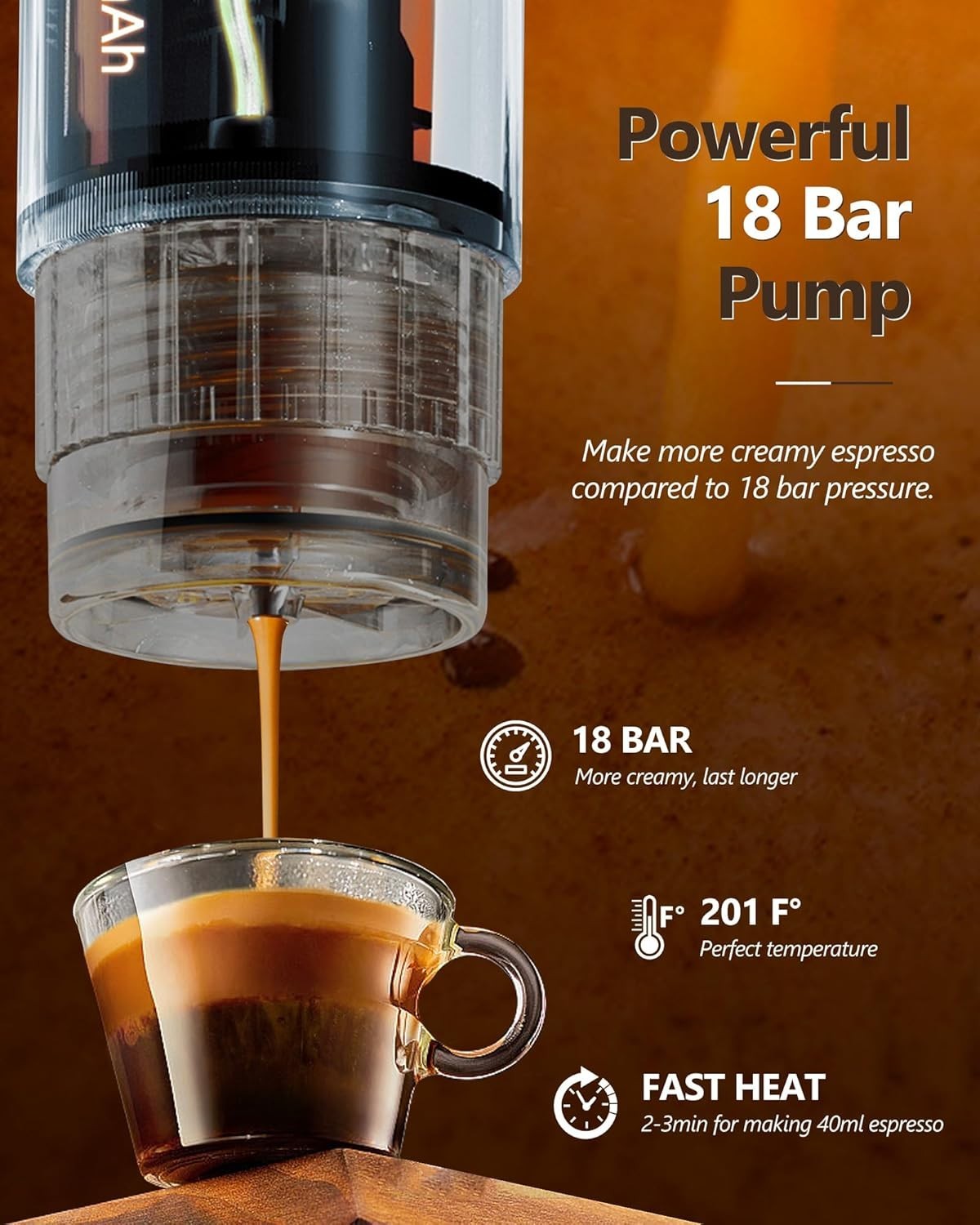 Portable Electric Espresso Maker 12V Travel Coffee Machine Self Heating + Case