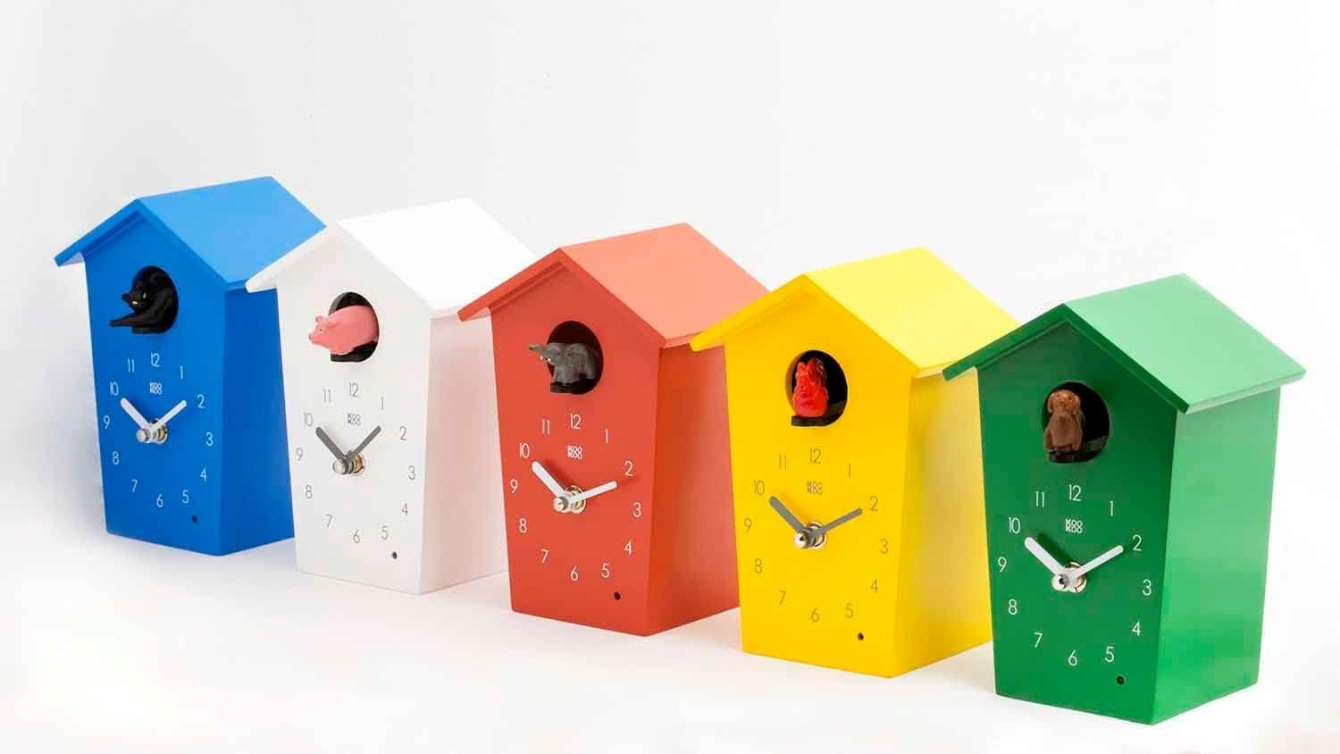Kids Animal Sound Cuckoo Clock Blue Modern Silent Wall Clock Nursery