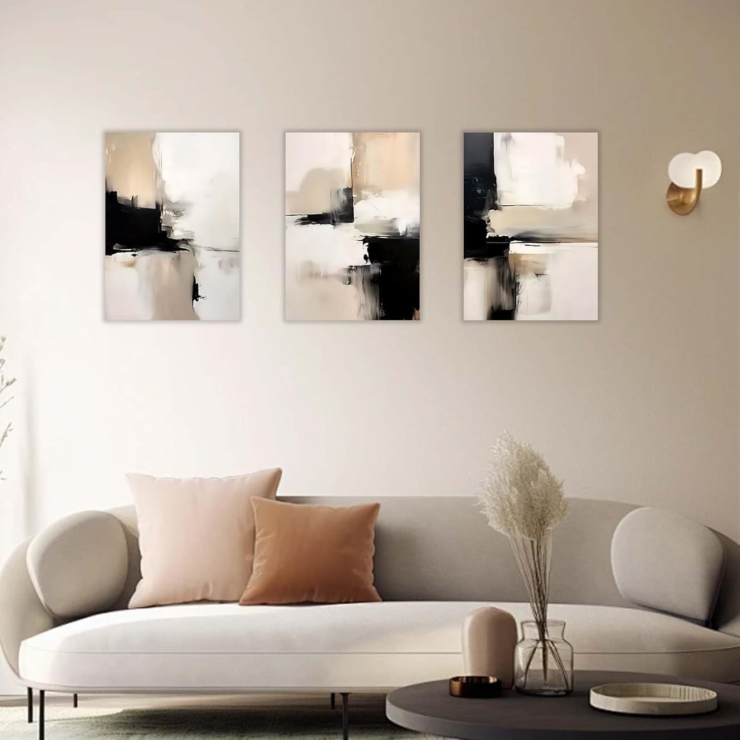 Modern Abstract Canvas Wall Art Set 3 Framed 12x16in
