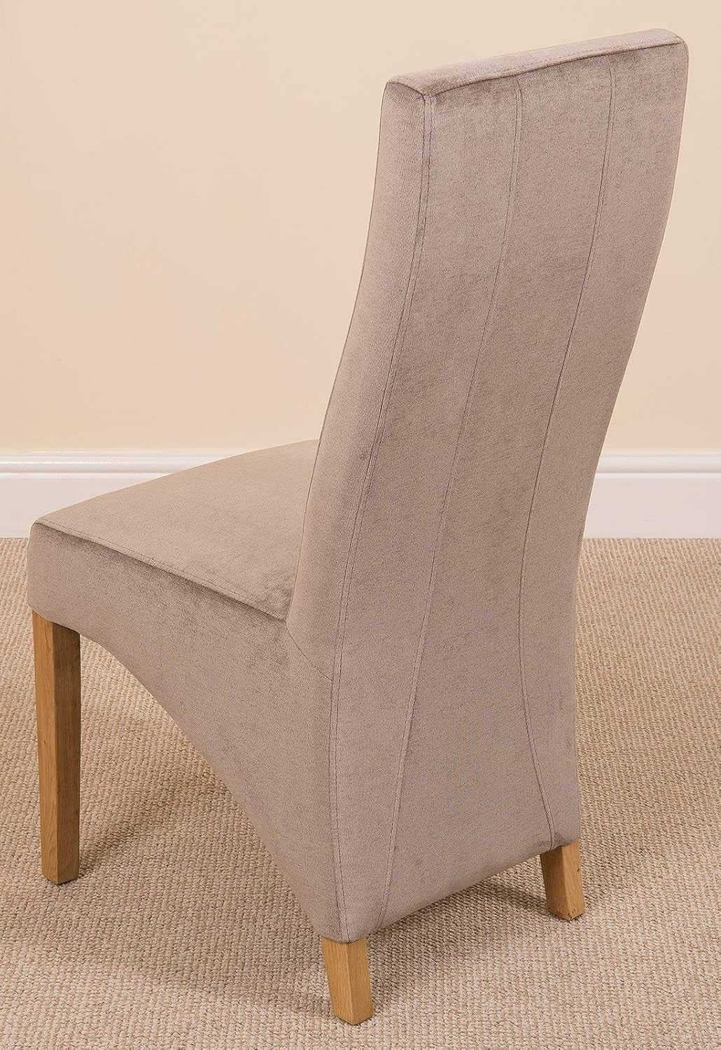 Chunky Oak Dining Table Set 4 Grey Fabric Chairs Solid Wood 150cm