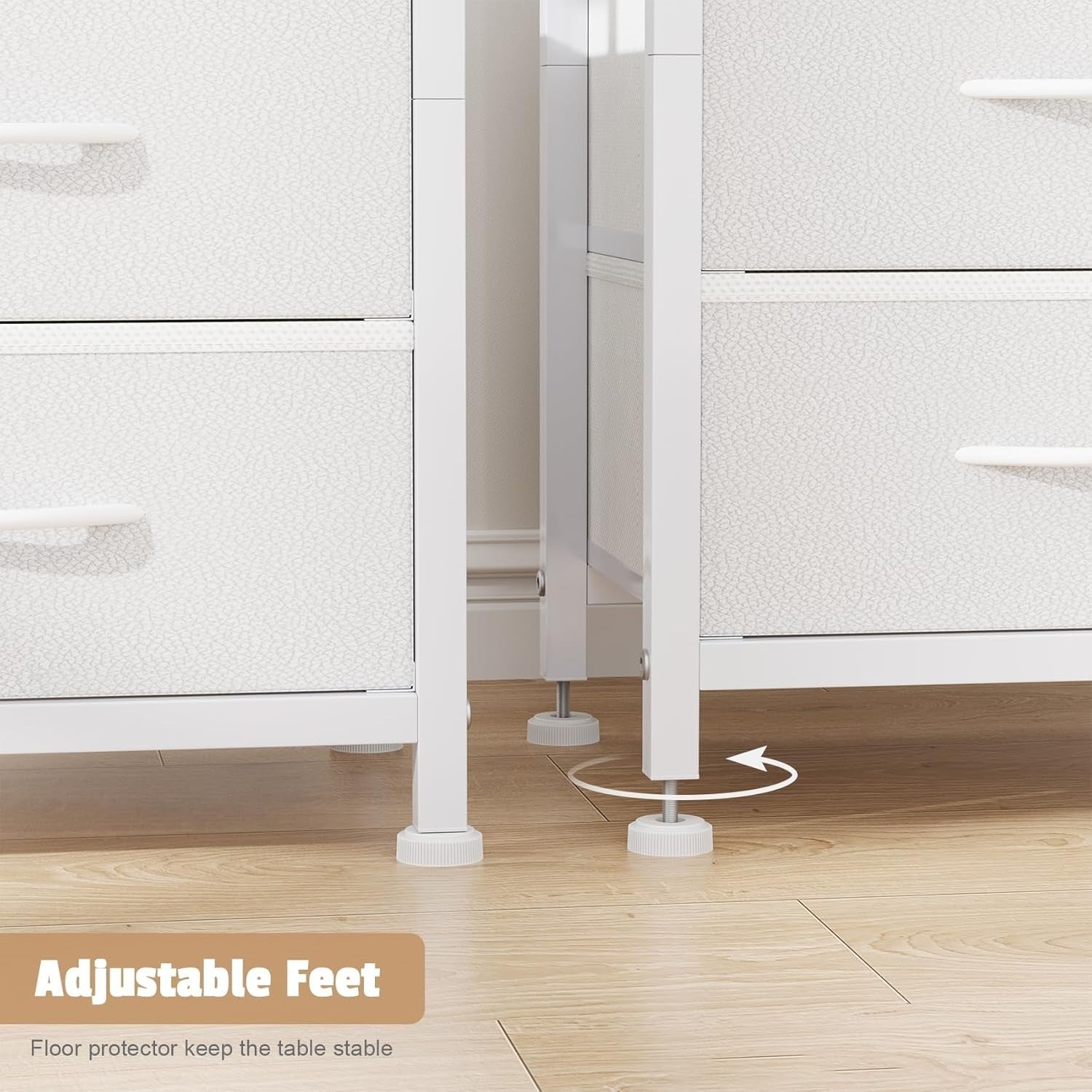 Set of 2 White Bedside Tables with LED Lights & USB Charging Ports