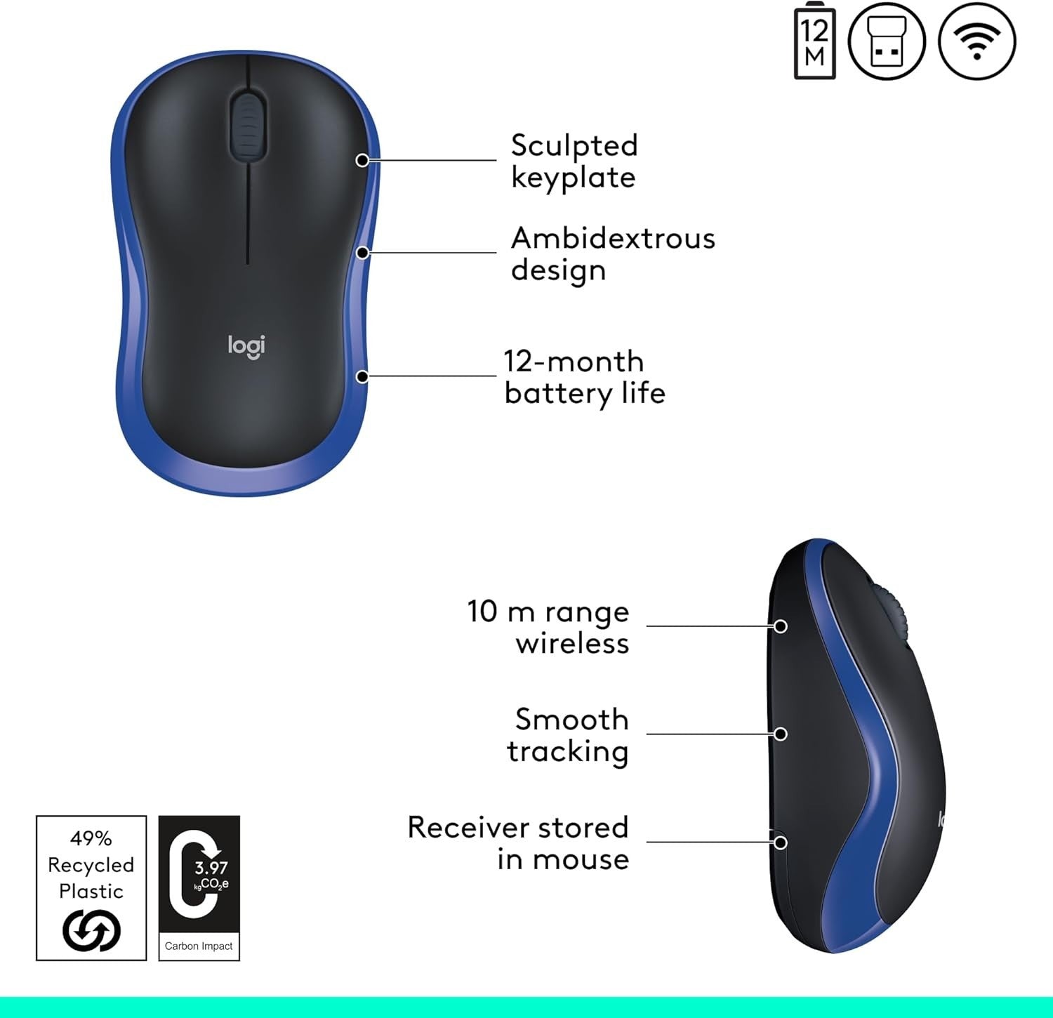 Wireless Mouse 2.4GHz USB Nano Receiver 1000 DPI Silent Click Laptop PC
