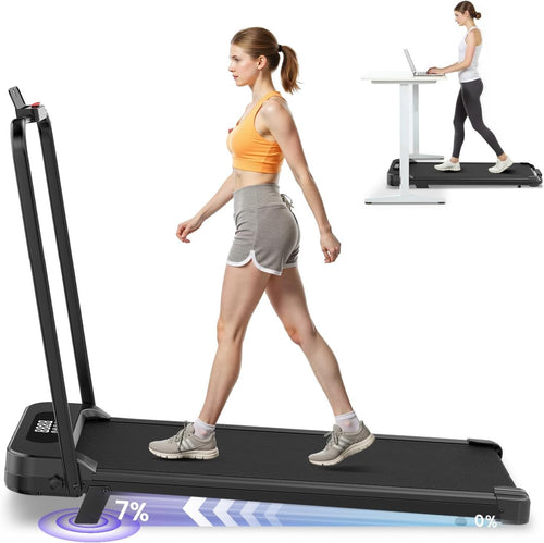 Foldable Walking Pad Treadmill Incline Under Desk 8km/h Handle Bar