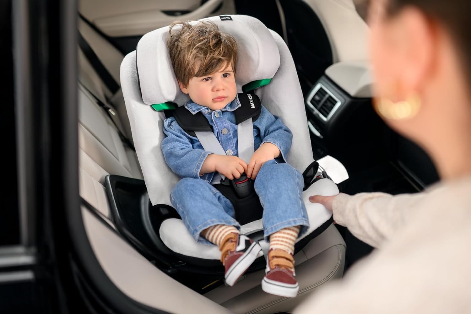 Organic Cotton Baby Car Seat Cover Breathable Washable Soft Liner White