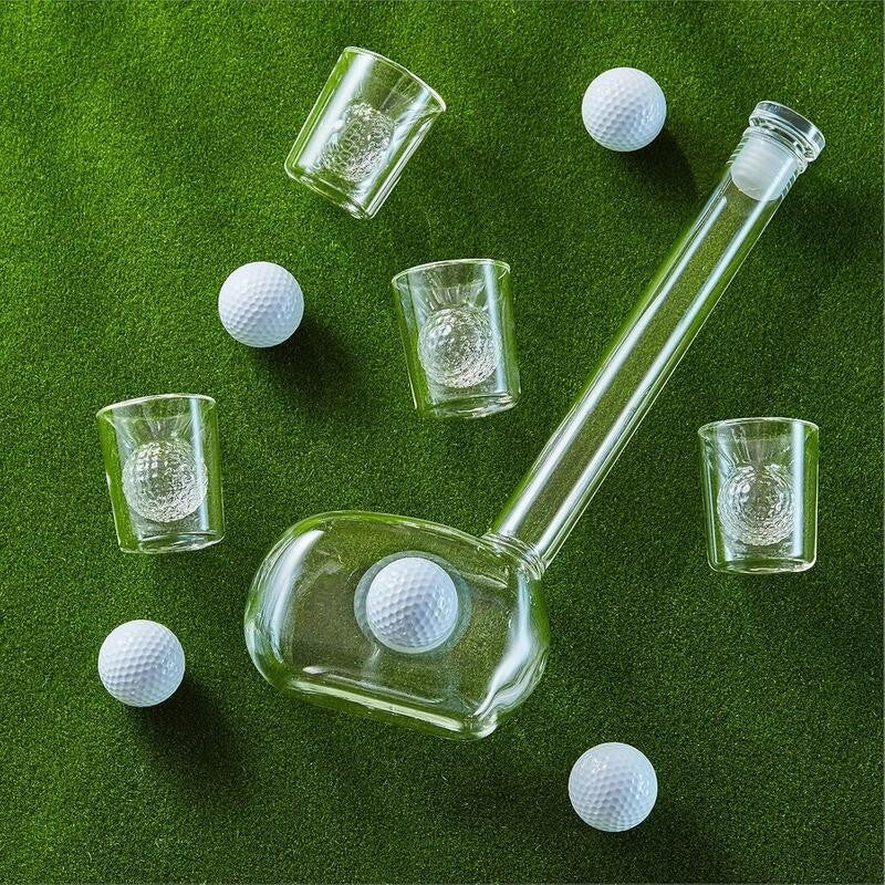 Golf Whiskey Decanter Set with 4 Glasses – Gift for Golfers & Bar Display