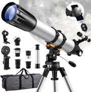 90mm Aperture 900mm Refractor Telescope for Kids & Adults with Tripod