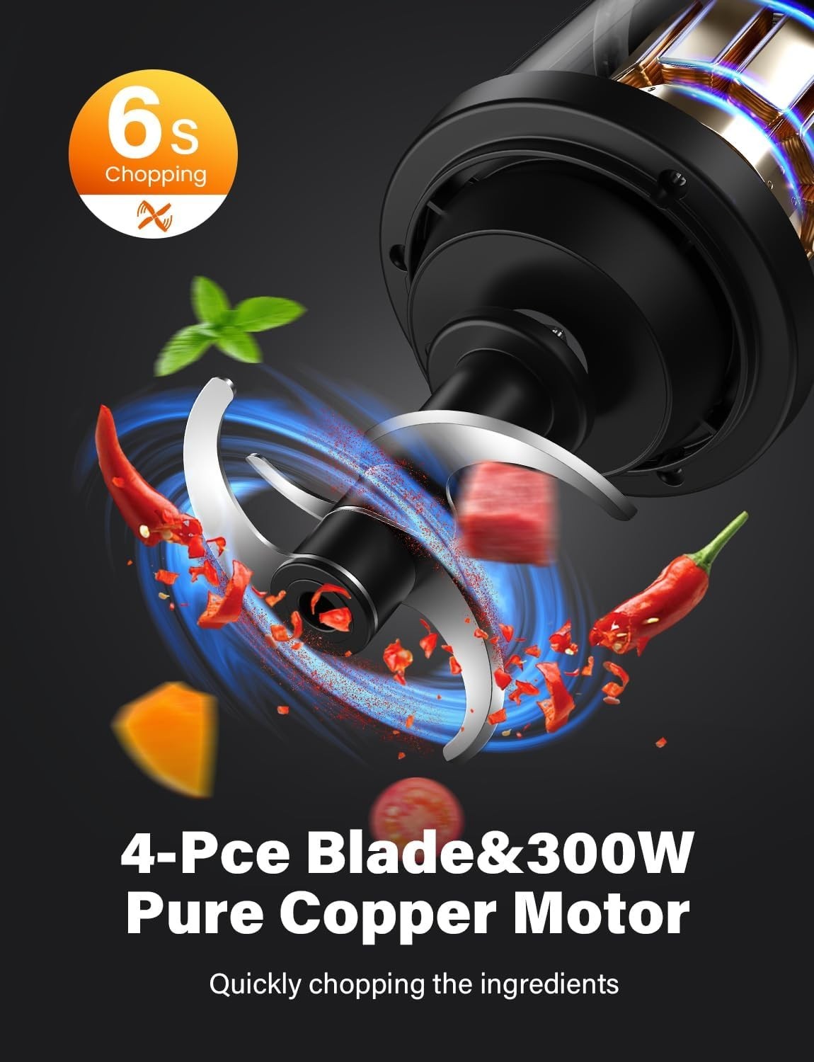 Mini Electric Food Chopper 2 Bowl 300W 2-Speed Meat Veg Onion Blender