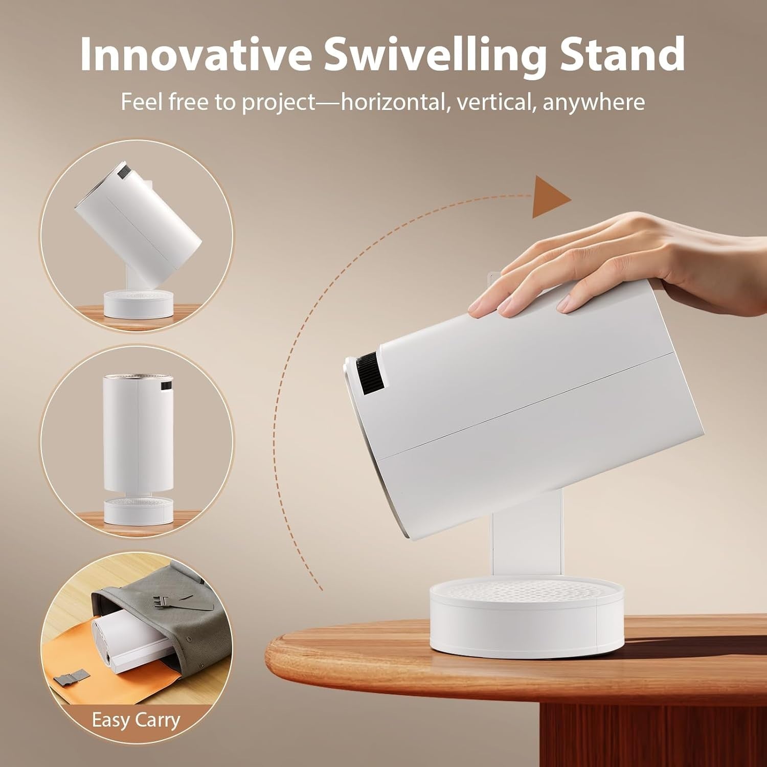 4K Smart Mini Projector Android 13 WiFi 6 Bluetooth 360° Portable