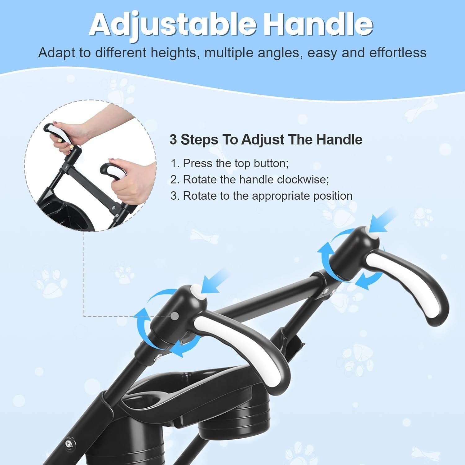 Pet Stroller for Dogs & Cats 4 Wheel Foldable Travel Pram Brake