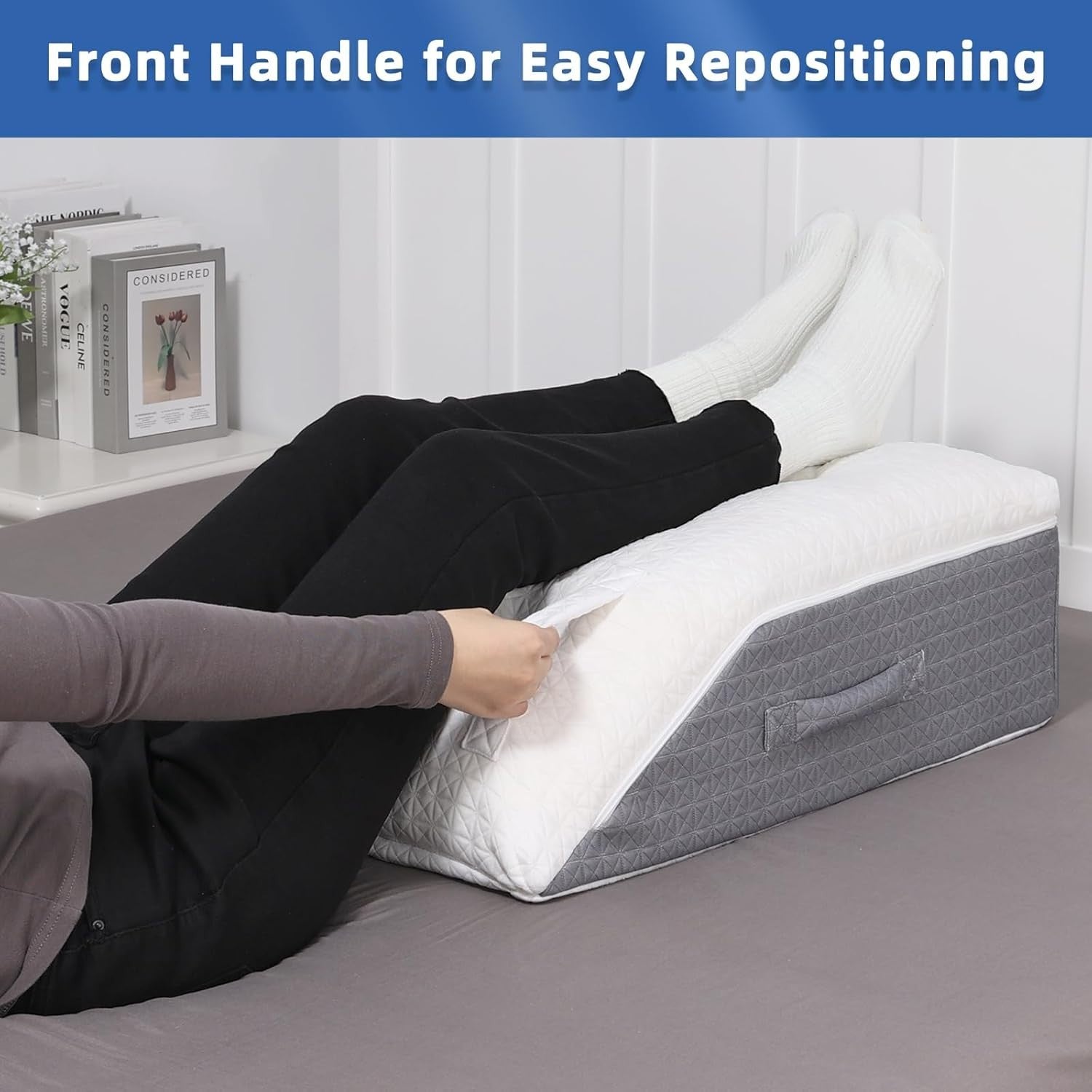 Memory Foam Leg Elevation Pillow Wedge for Knee Pain Swelling Support