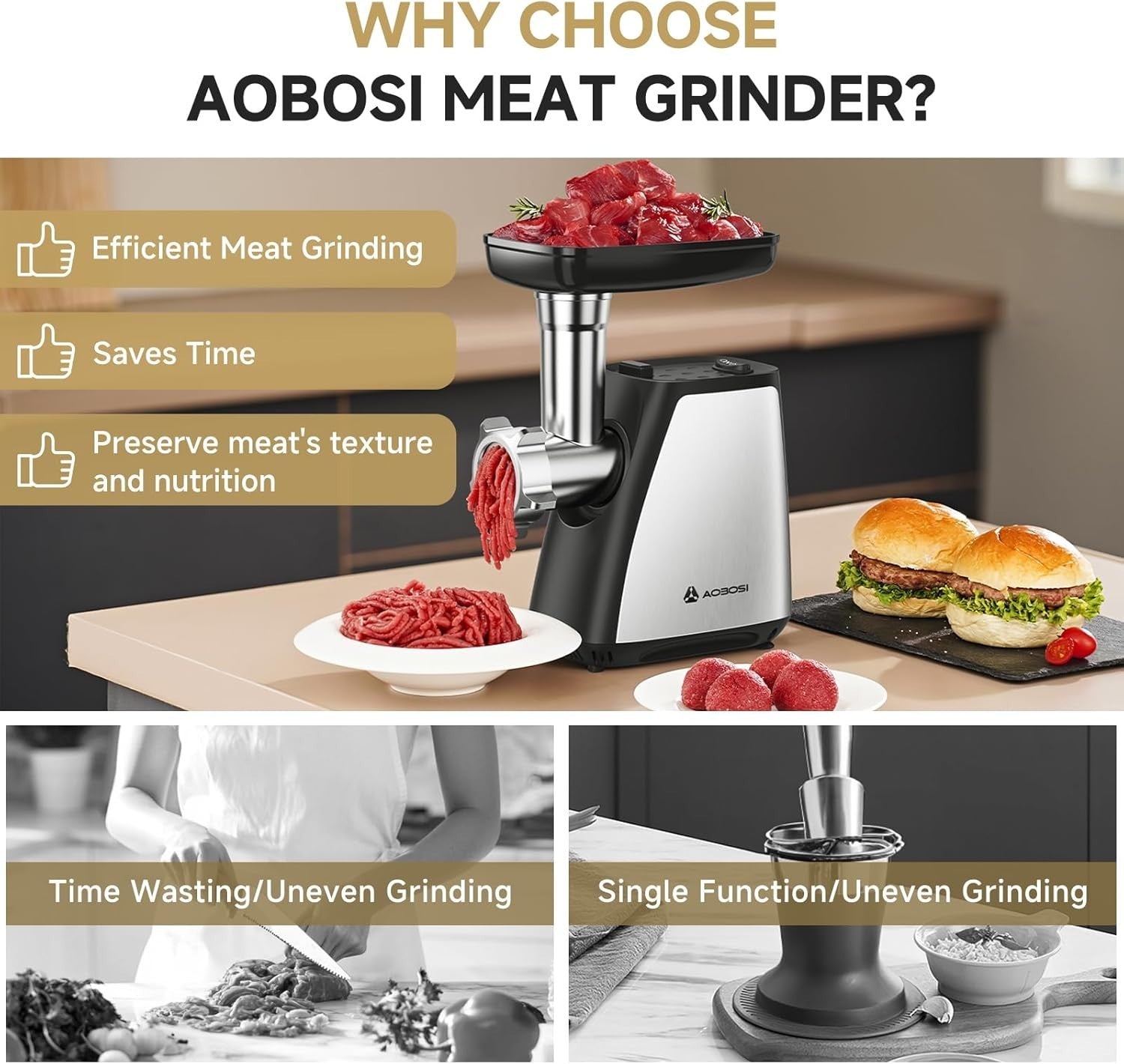 2800W Electric Meat Grinder Mincer Sausage Maker Cheese Grater 4in1