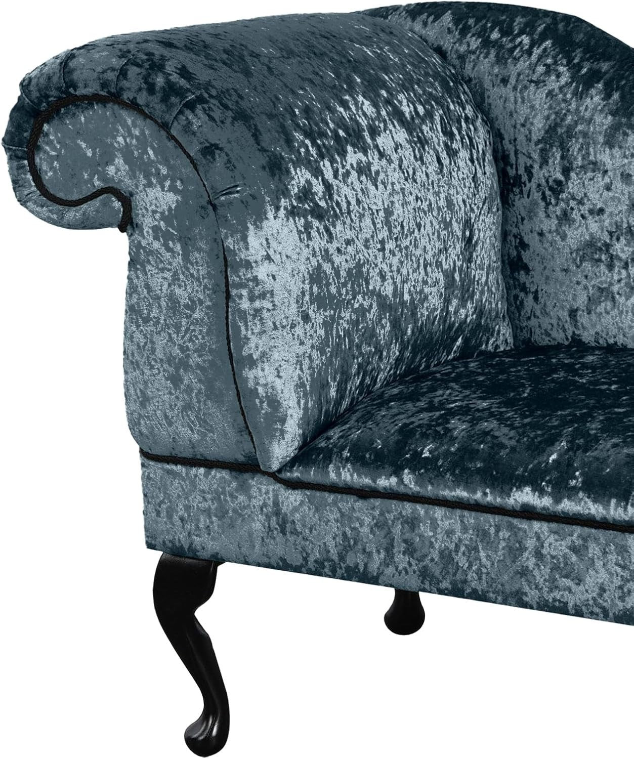 Luxury Midnight Velvet Chaise Lounge – Left Hand, Handmade & Tufted Seat