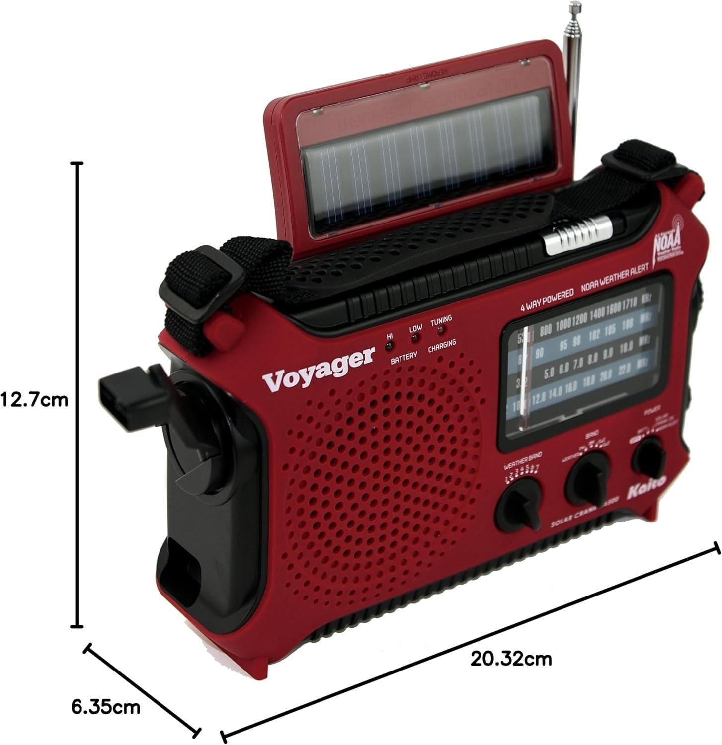 Emergency Weather Alert Radio Solar Hand Crank AM FM SW 7 Band Red