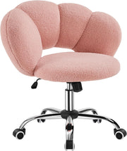 Pink Boucle Cloud Vanity Chair Swivel Adjustable Desk Chair with Wheels