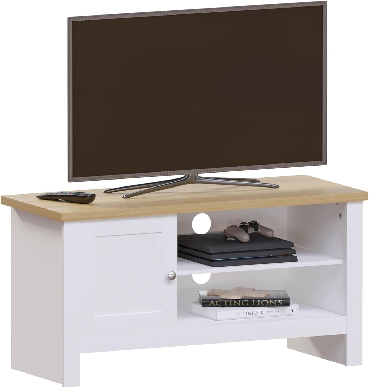 Modern White TV Cabinet Stand 1 Door Storage Unit Entertainment Console