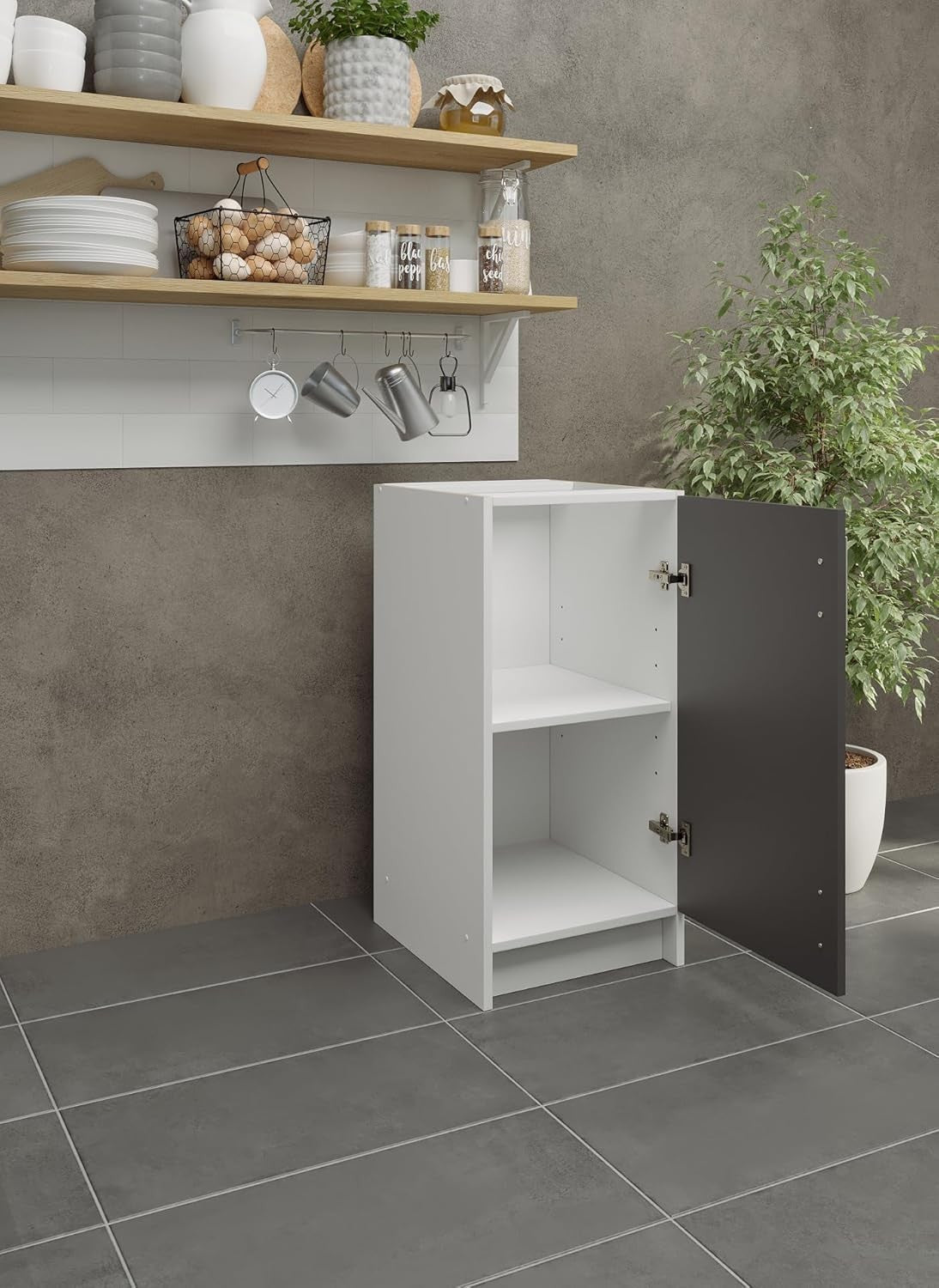 Modern 400mm Dark Grey Matt Kitchen Base Cabinet Cupboard Storage Unit