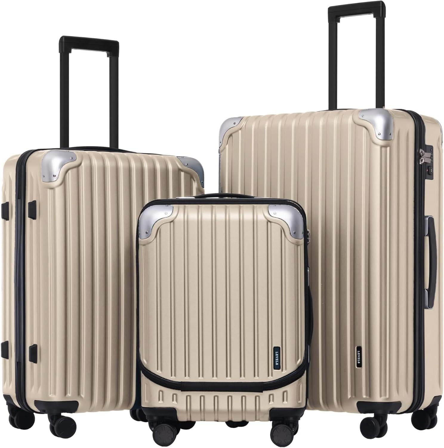 3pc Carry On Luggage Set Expandable Hardshell Spinner TSA Laptop