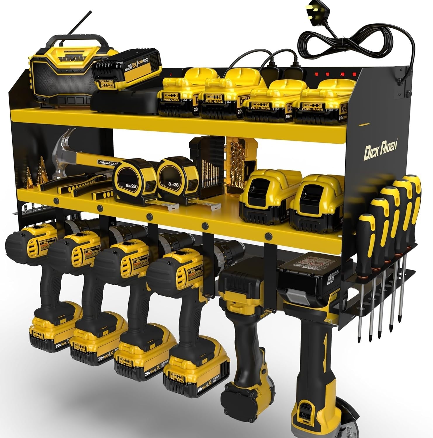 Heavy Duty Power Tool Organizer Wall Rack Charging Station 6 Slot Steel