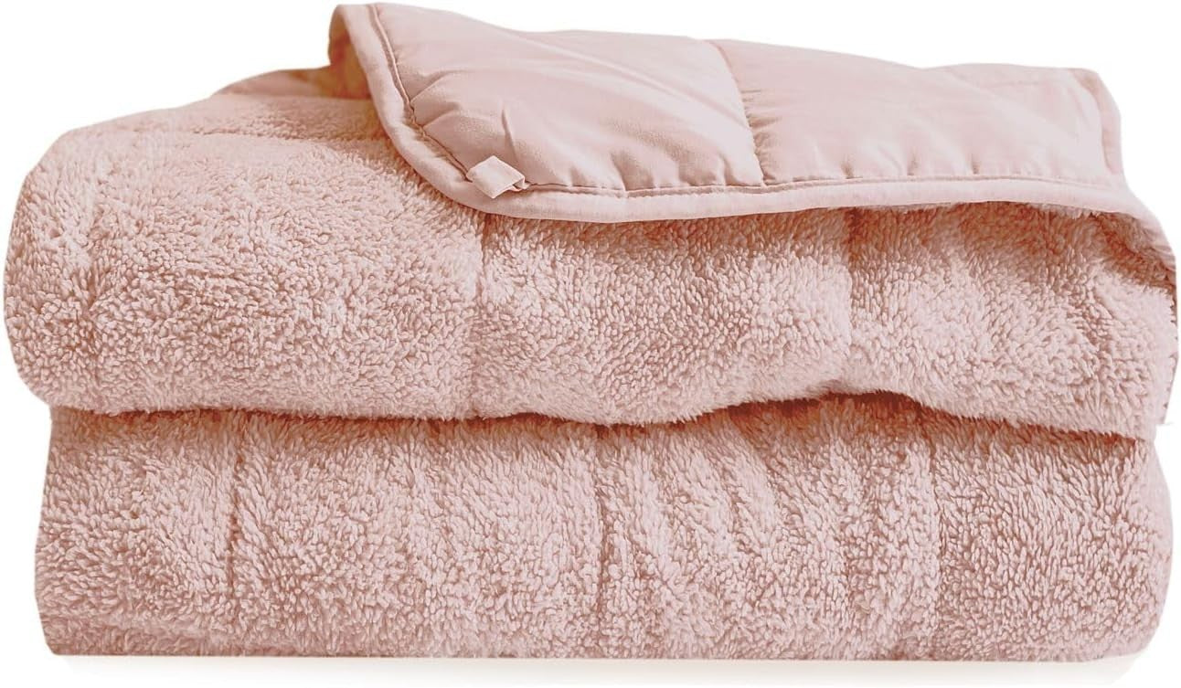 Teddy Fleece Weighted Blanket Pink 7lbs 104x153cm Soft Calming Comfort