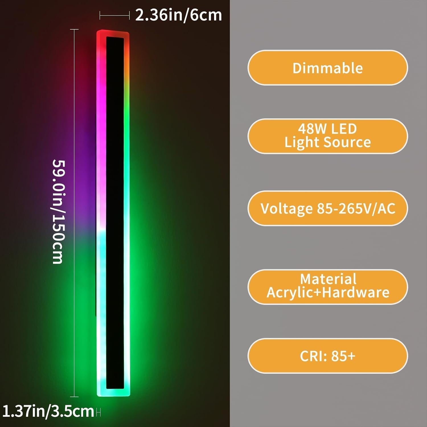 150CM RGB Outdoor Wall Lights Set of 2 Waterproof LED Dimmable Strips