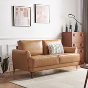 Leather Loveseat Sofa 2-3 Seater Tan Faux Leather Modern Couch for Lounge Office