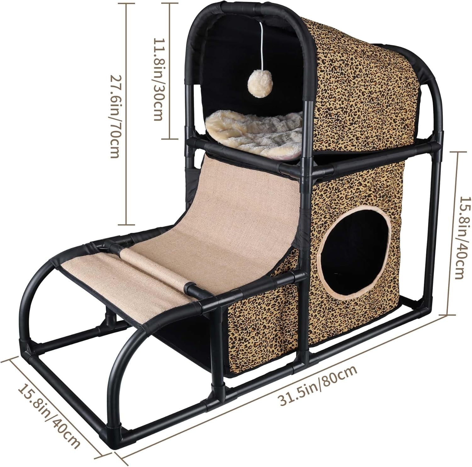 Cat Condo House Scratching Post Tree Bed Climber Peek Hole Kitten