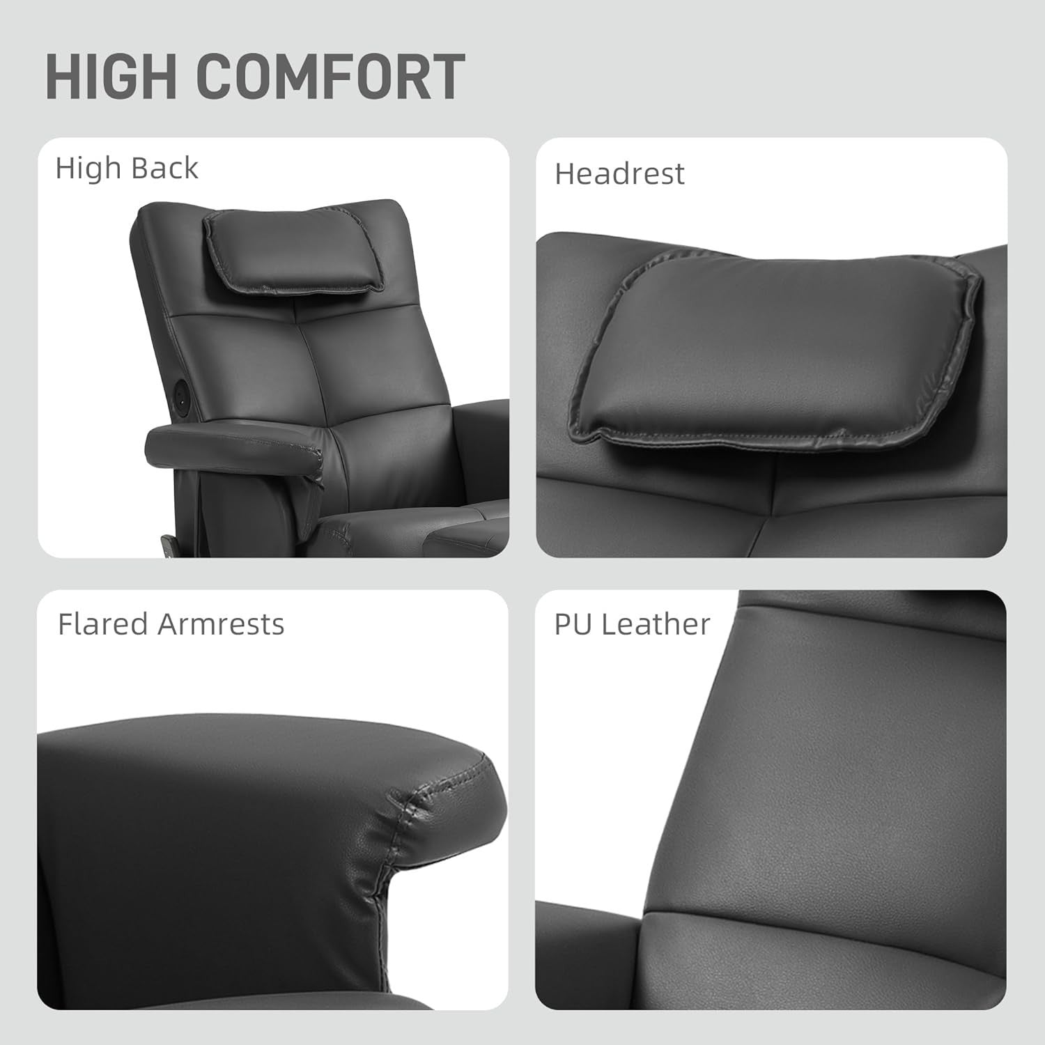 Massage Recliner Chair w/ Footstool USB Storage Faux Leather Armchair Black
