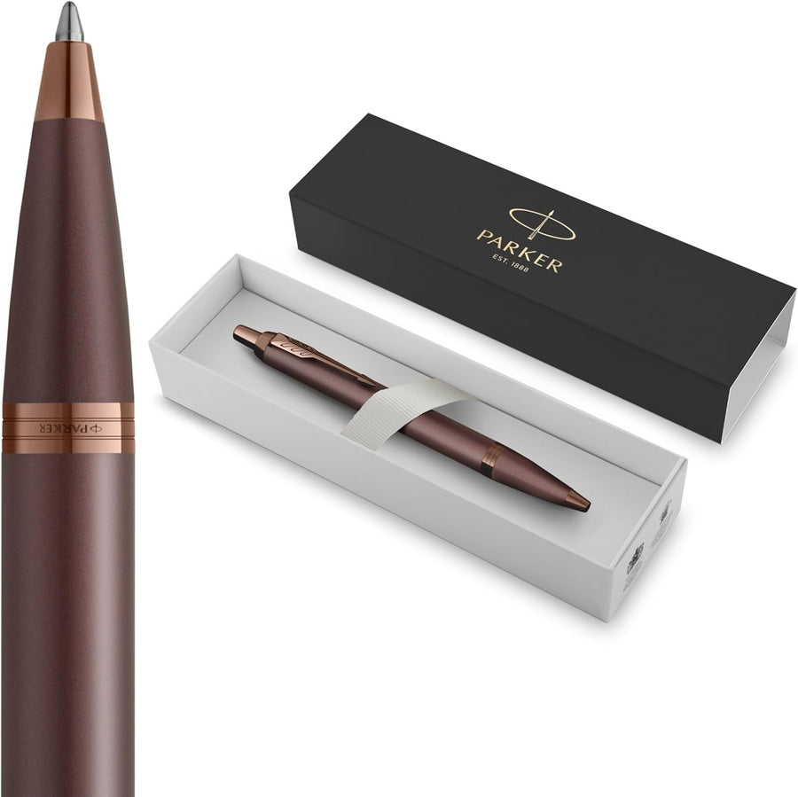 Burgundy Ballpoint Pen – Fine Tip, Blue Ink, Sleek Metal, Gift Box