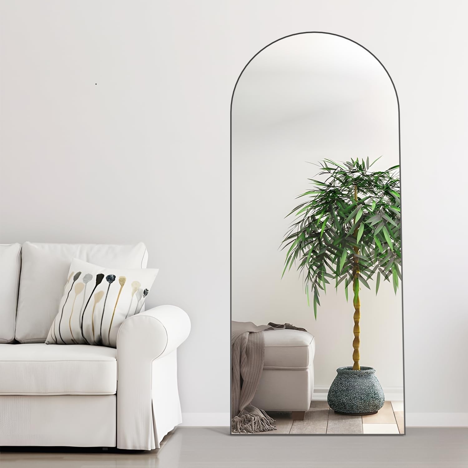 Full Length Arched Mirror 165x60cm Wall Leaning Standing Modern Black