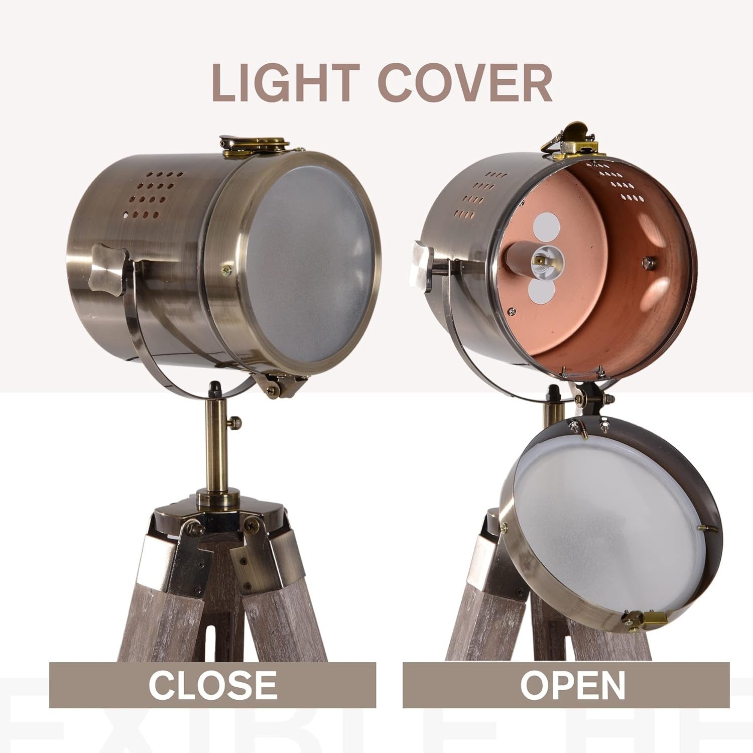 Industrial Tripod Floor Lamp Nautical Spotlight Adjustable Height E14