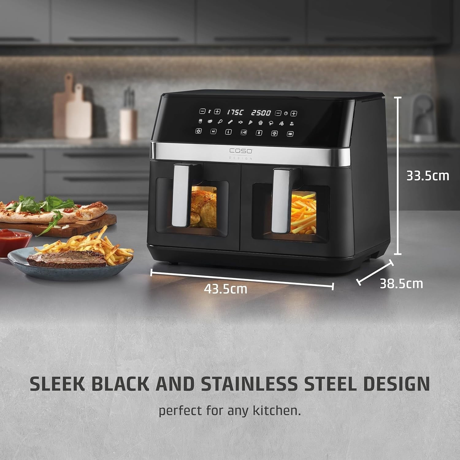 Dual Air Fryer & Mini Oven 14L | Twin 5.5L Baskets | 10 Presets | Fast Cooking