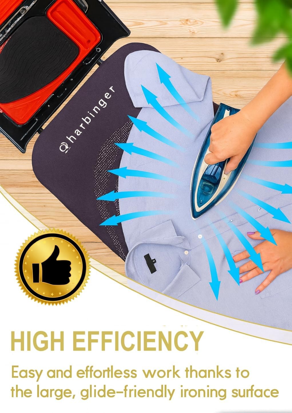 Extra Wide Ironing Board XL 127x46cm Adjustable Height Steam Holder