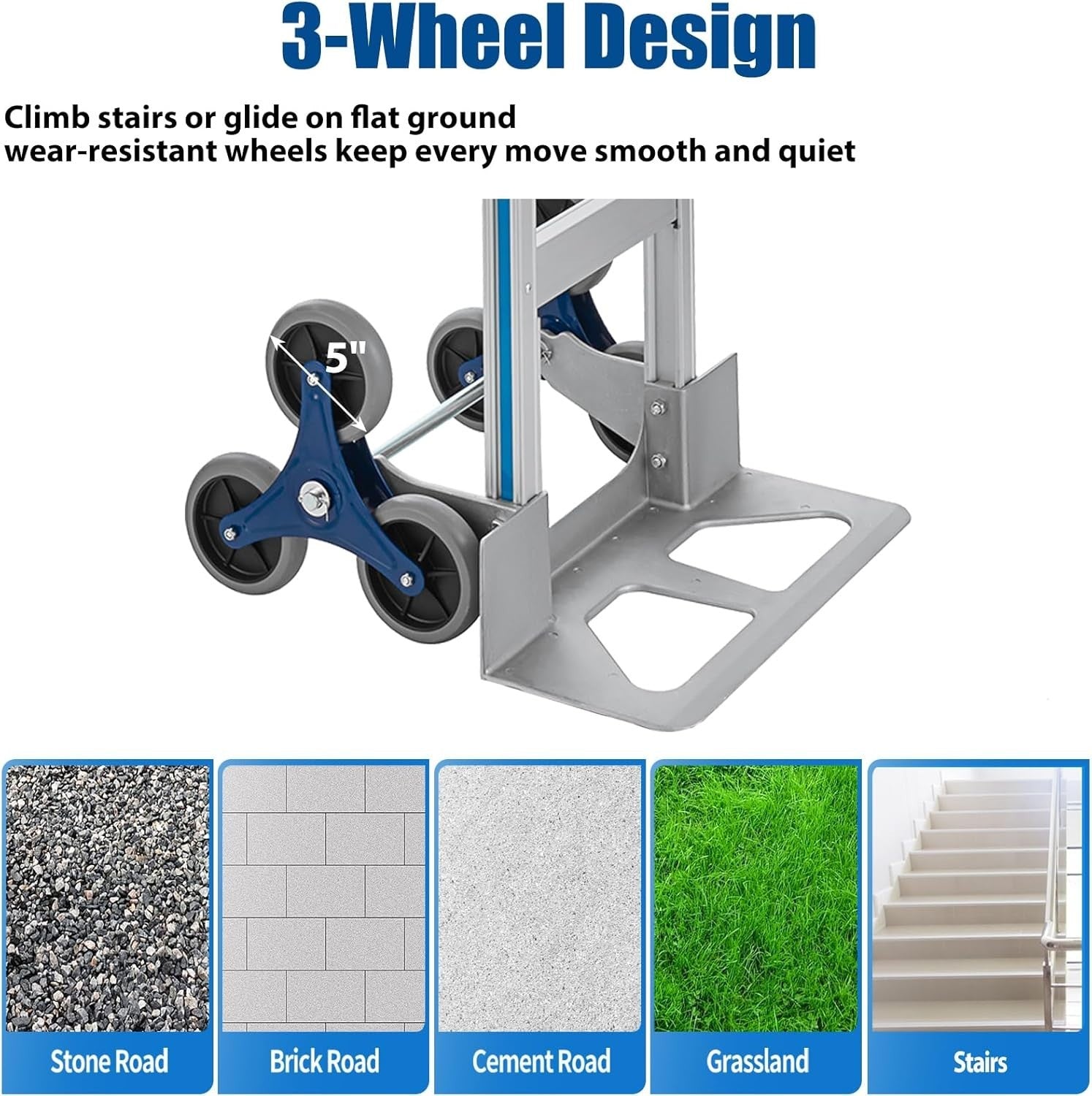 550lb Stair Climbing Hand Truck Aluminum 6 Wheel Heavy Duty Dolly Cart