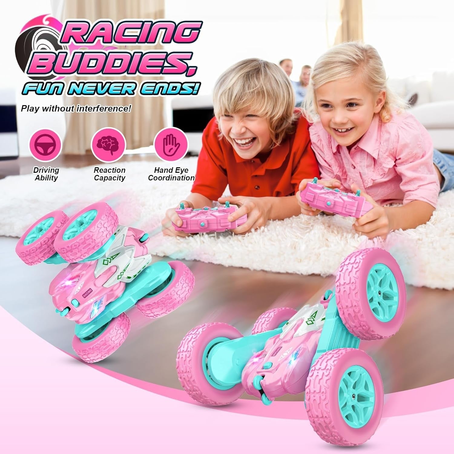 Pink 360° Flip RC Stunt Car for Girls | 2.4GHz Remote Control Off-Road Vehicle
