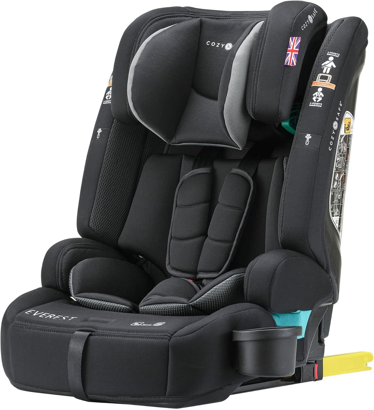 i-Size Child Car Seat ISOFIX High Back Booster 5-Point Harness 9–36kg