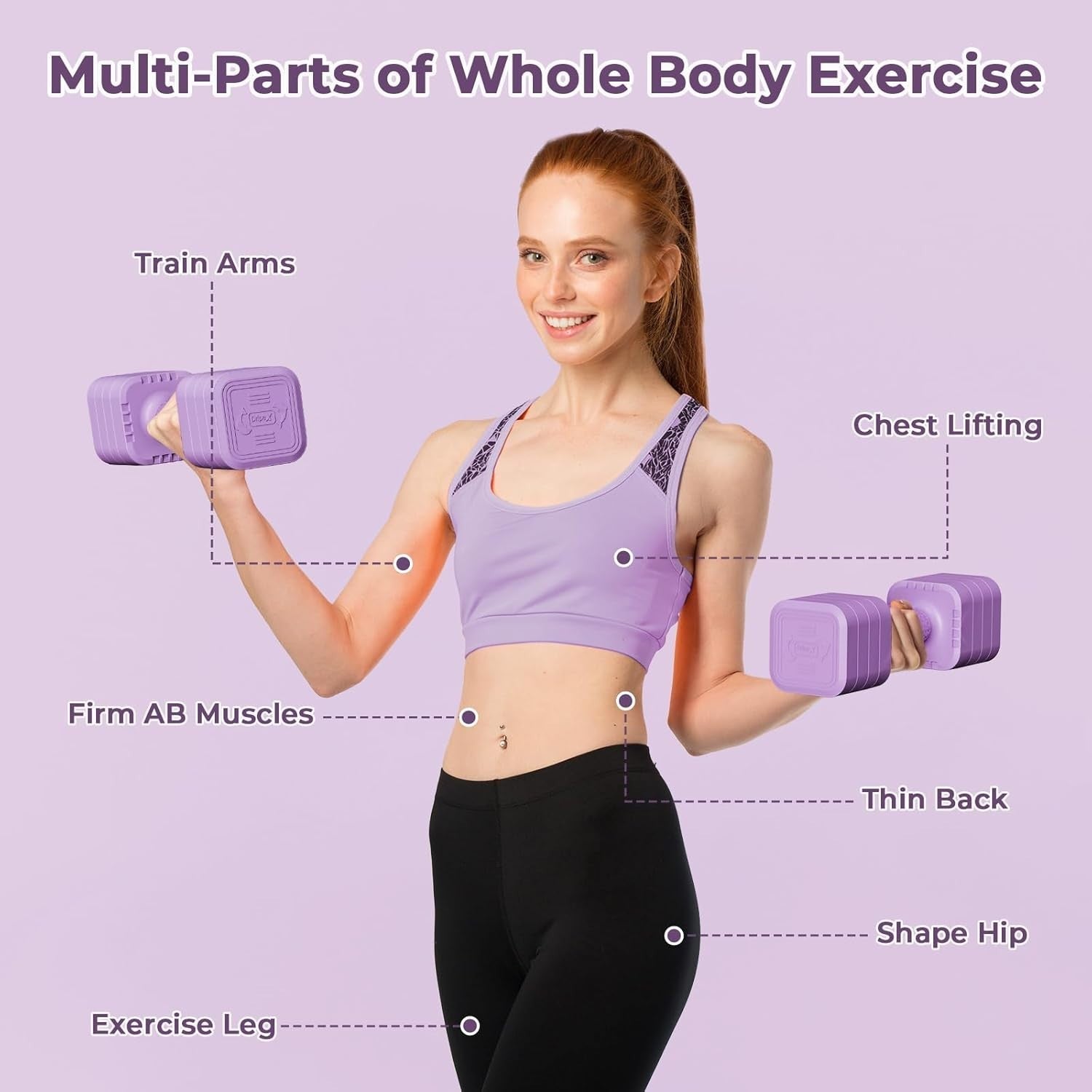 4-in-1 Adjustable Dumbbells Pair 5KG Compact Non-Slip Home Fitness