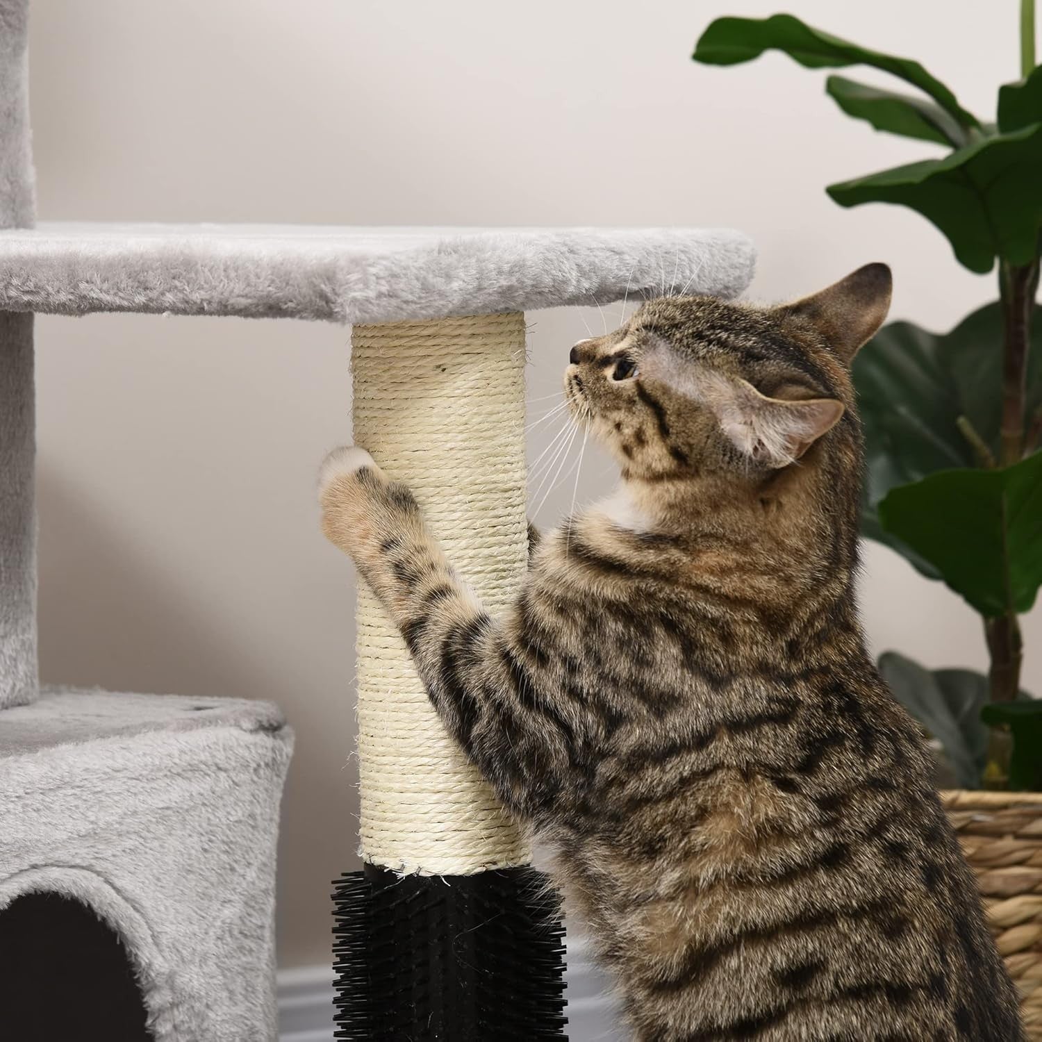 Cat Tree Tower for Indoor Cats with Condo Scratching Posts Hanging Toy Grey