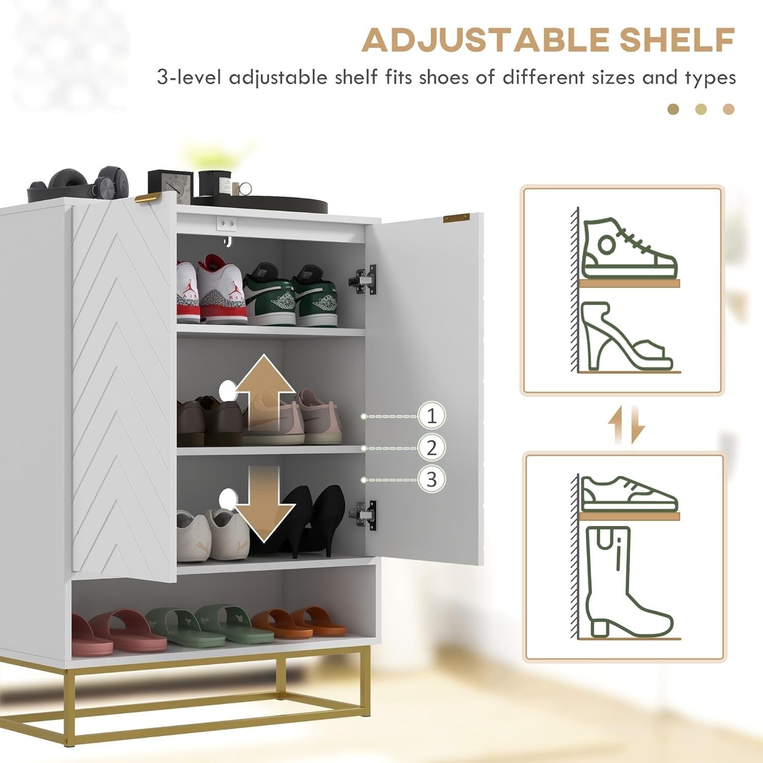 Modern Shoe Cabinet Storage with Doors, Shelf & Vents – Fits 12 Pairs