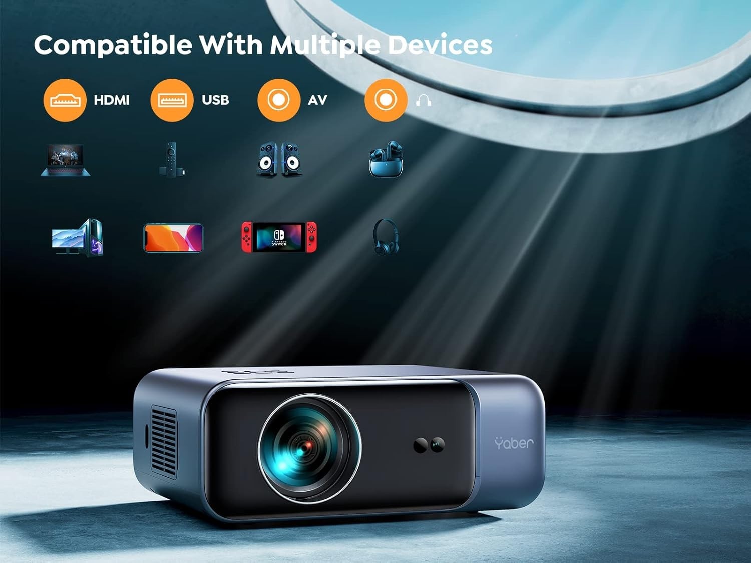 1080P WiFi6 Smart Projector Auto Focus 6D Keystone 4K
