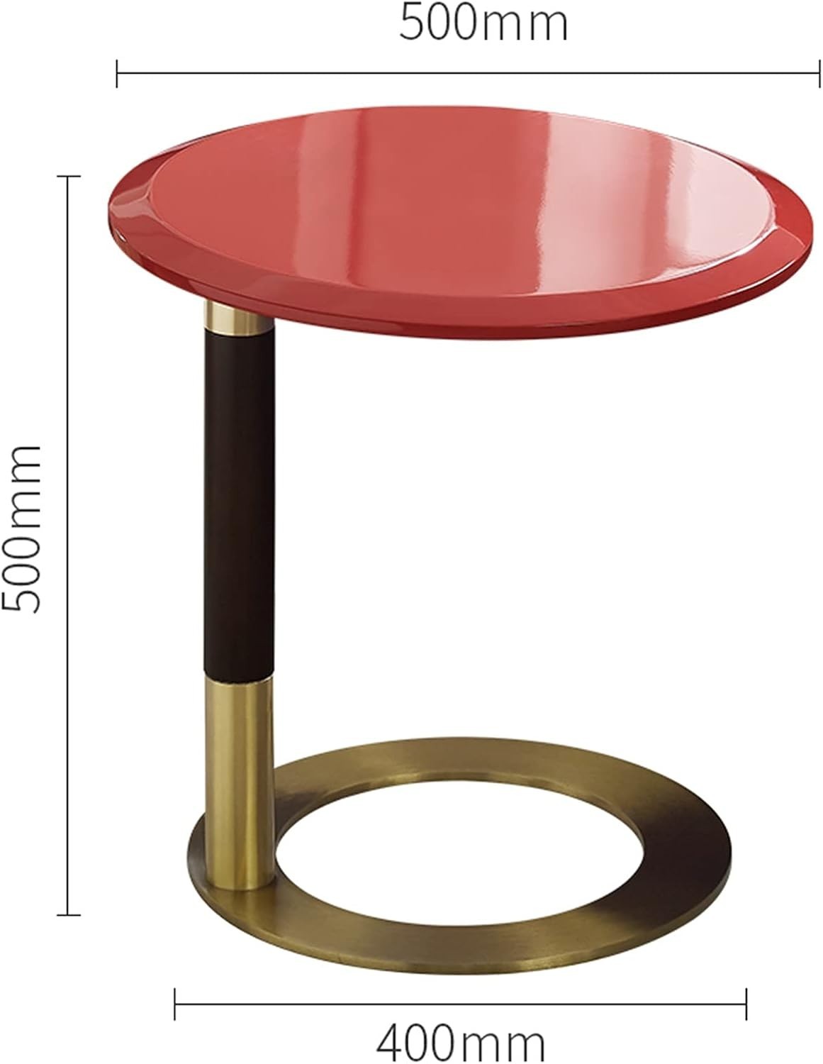 Luxury Walnut Side Table 500x500mm | Red Accent Coffee Table for Sofa/Bed