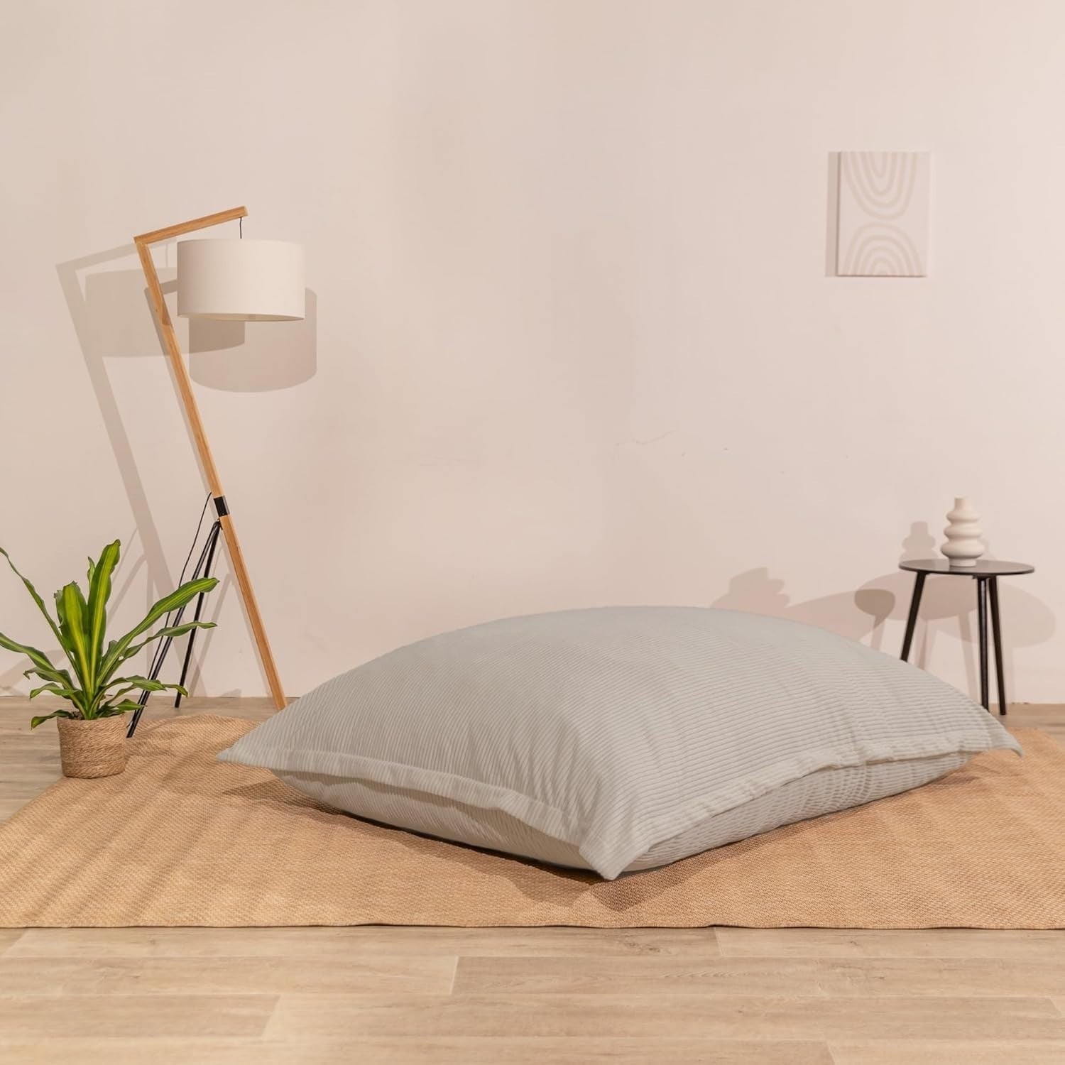 XXL Foam Bean Bag Light Grey Sofa for Adults-Kids Corduroy Floor Seat 180x140cm