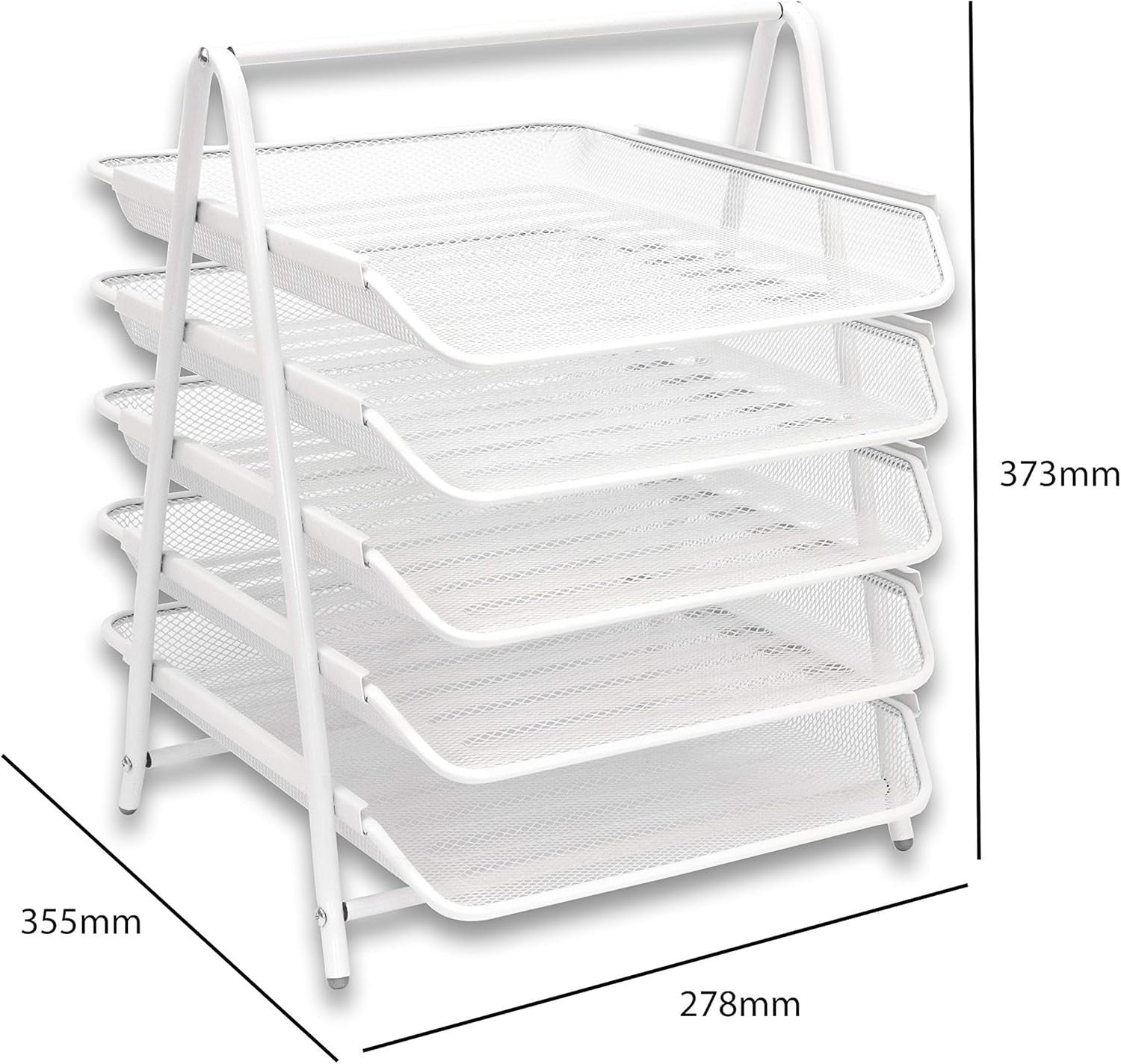 3-Pack 5-Tier White Wire Mesh Letter Tray Desk Organiser A4 Paper