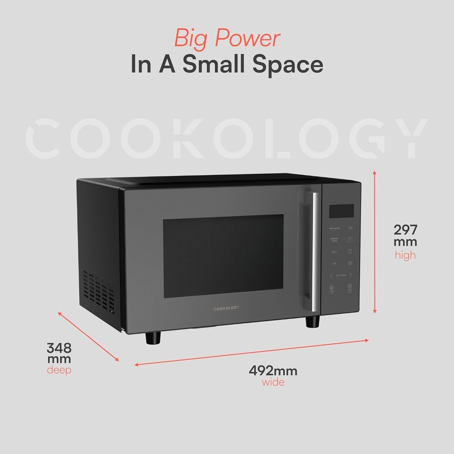 23L Flatbed Microwave with Grill Digital Display Grey 800W