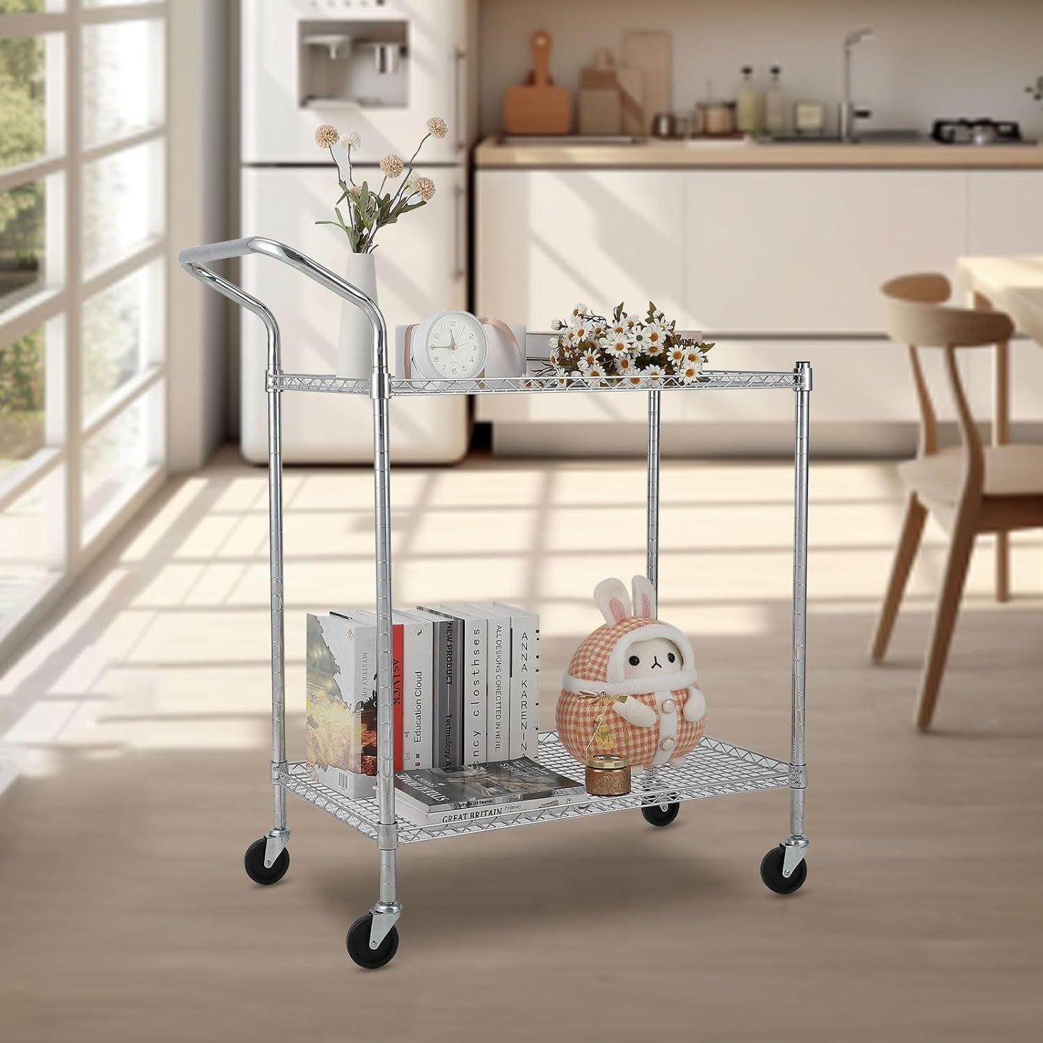 3 Tier Heavy Duty Utility Cart Rolling Metal Storage Trolley Wheels