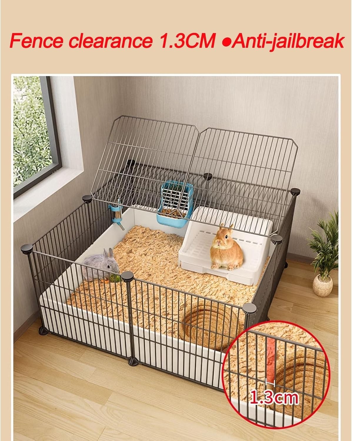 Indoor Rabbit Hutch Large Metal Wire Cage Secure Animal Enclosure