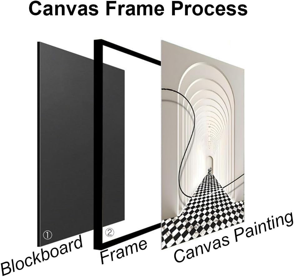 Large Black & White Abstract Framed Wall Art Set 3 Panels 24x32 in