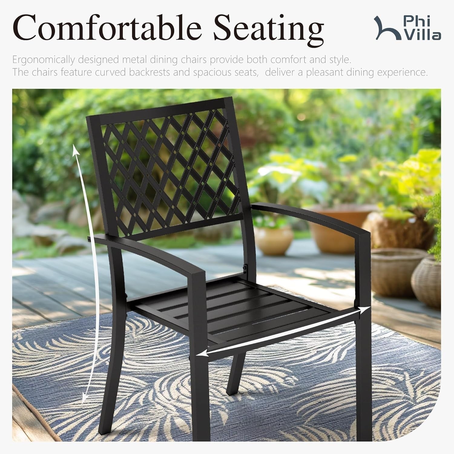 5 Piece Garden Patio Dining Set Outdoor Table & Stackable Metal Chairs