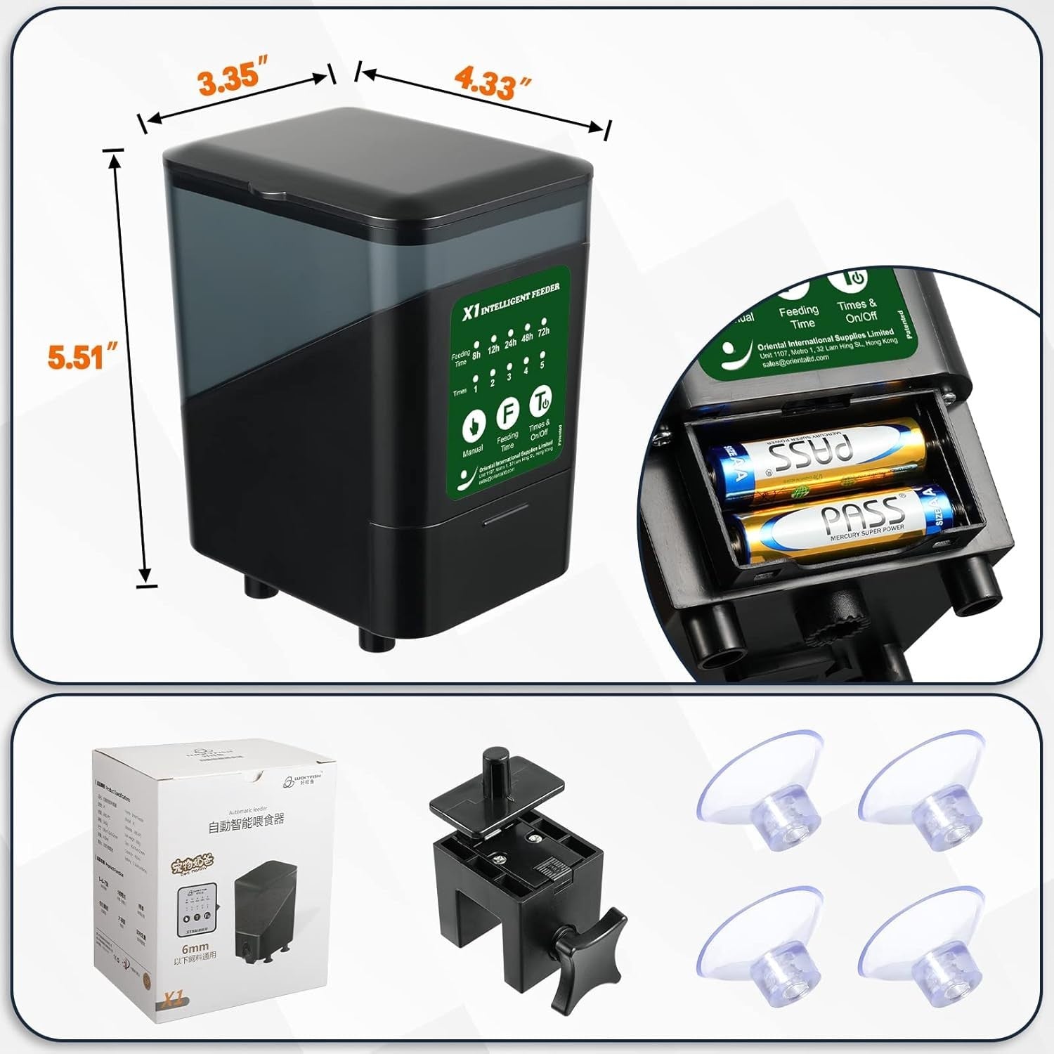Automatic Fish Feeder 14oz Aquarium Food Dispenser Timer Moisture Proof