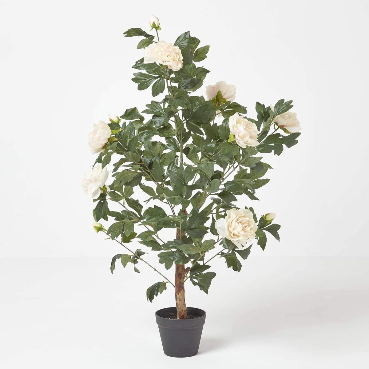 Artificial Peach Peony Tree 100cm in Black Pot Faux Indoor Decorative Plant Home